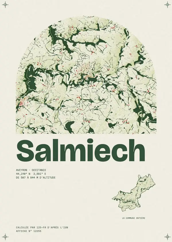 Affiche de Salmiech, calculée par 123-fr d'après l'IGN