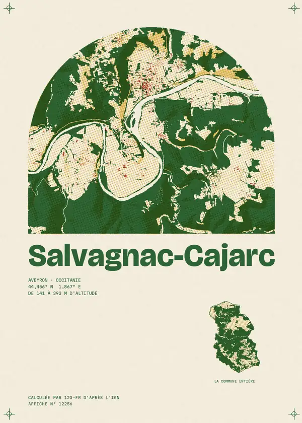 Affiche de Salvagnac-Cajarc, calculée par 123-fr d'après l'IGN