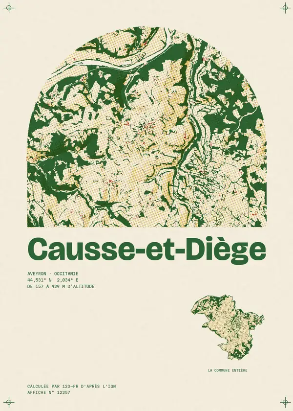Affiche de Causse-et-Diège, calculée par 123-fr d'après l'IGN