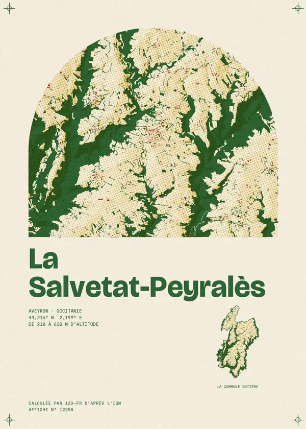Affiche de La Salvetat-Peyralès, calculée par 123-fr d'après l'IGN