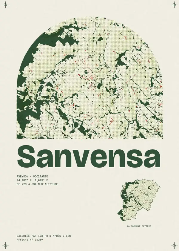 Affiche de Sanvensa, calculée par 123-fr d'après l'IGN