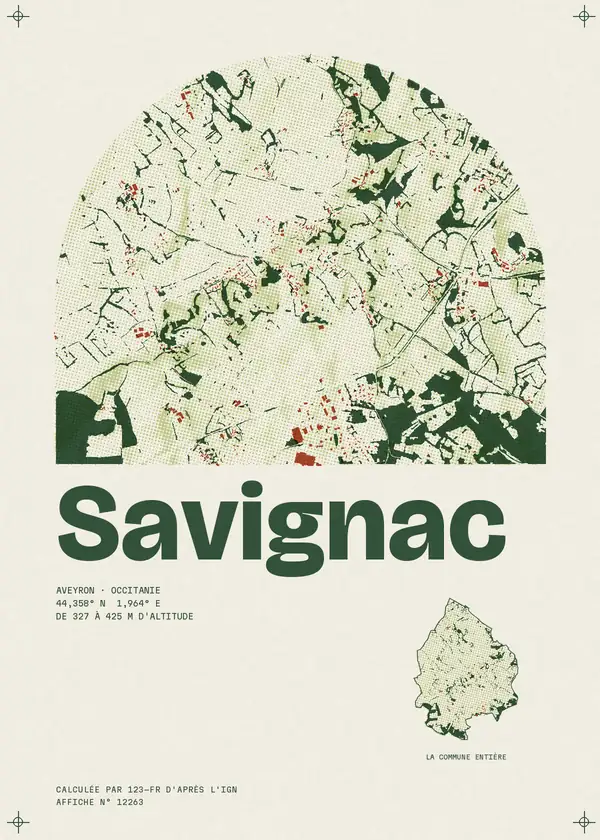 Affiche de Savignac, calculée par 123-fr d'après l'IGN
