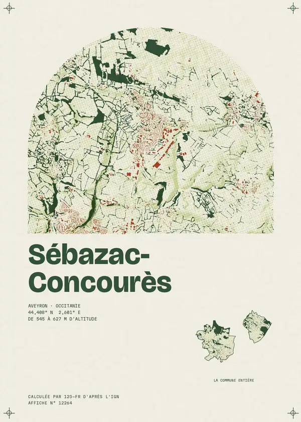 Affiche de Sébazac-Concourès, calculée par 123-fr d'après l'IGN