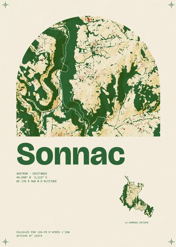 Affiche de Sonnac, calculée par 123-fr d'après l'IGN