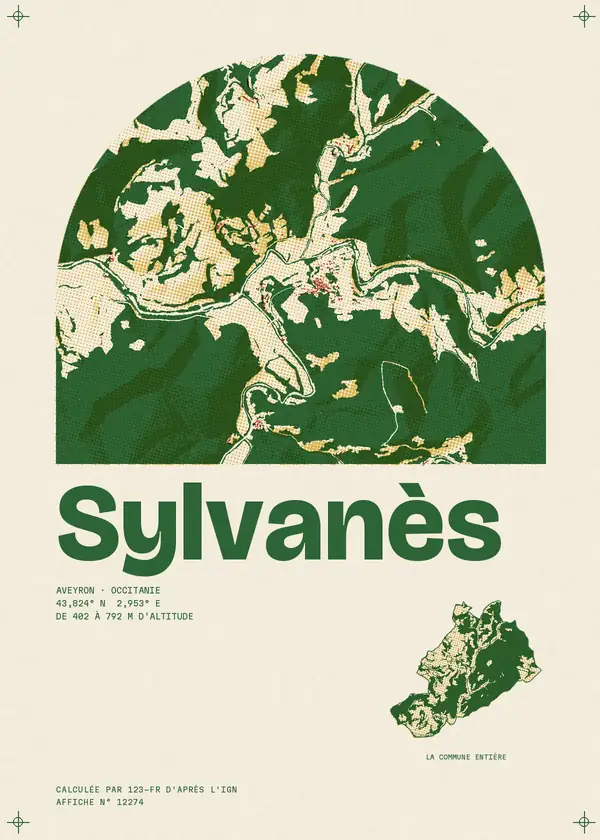 Affiche de Sylvanès, calculée par 123-fr d'après l'IGN