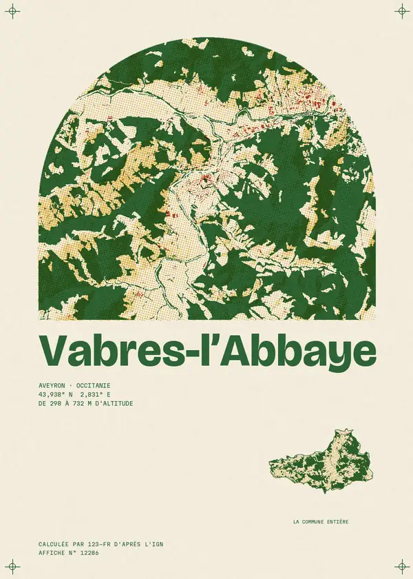 Affiche de Vabres-l'Abbaye, calculée par 123-fr d'après l'IGN