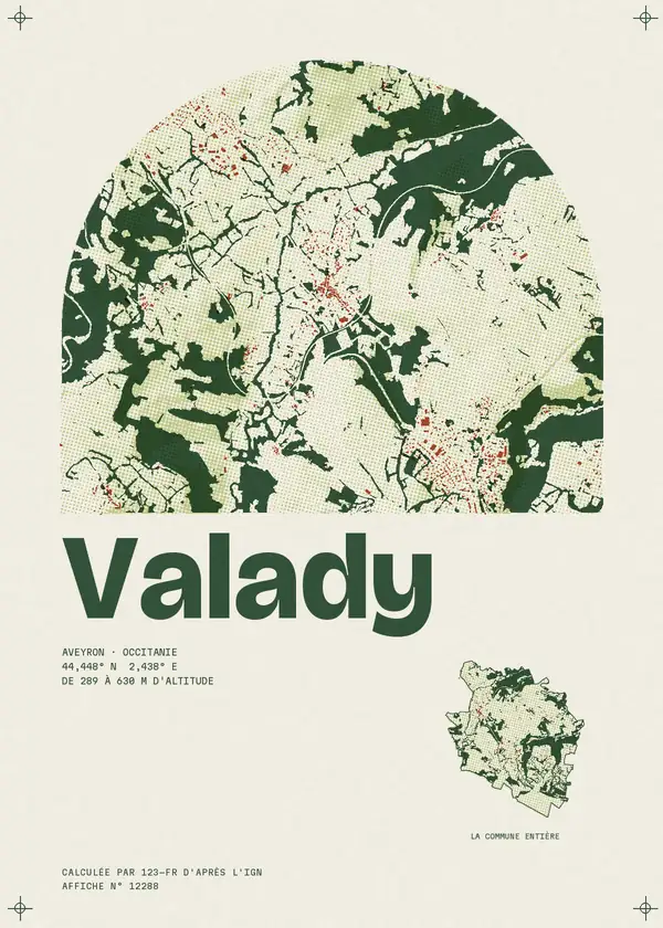 Affiche de Valady, calculée par 123-fr d'après l'IGN