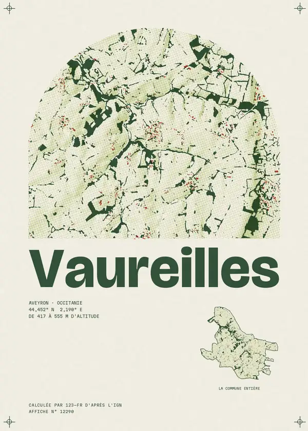 Affiche de Vaureilles, calculée par 123-fr d'après l'IGN