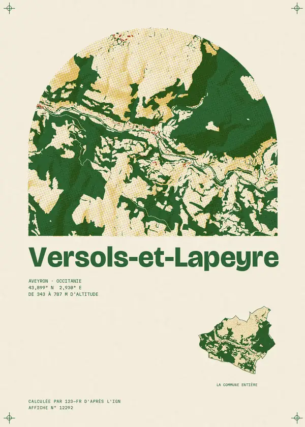 Affiche de Versols-et-Lapeyre, calculée par 123-fr d'après l'IGN