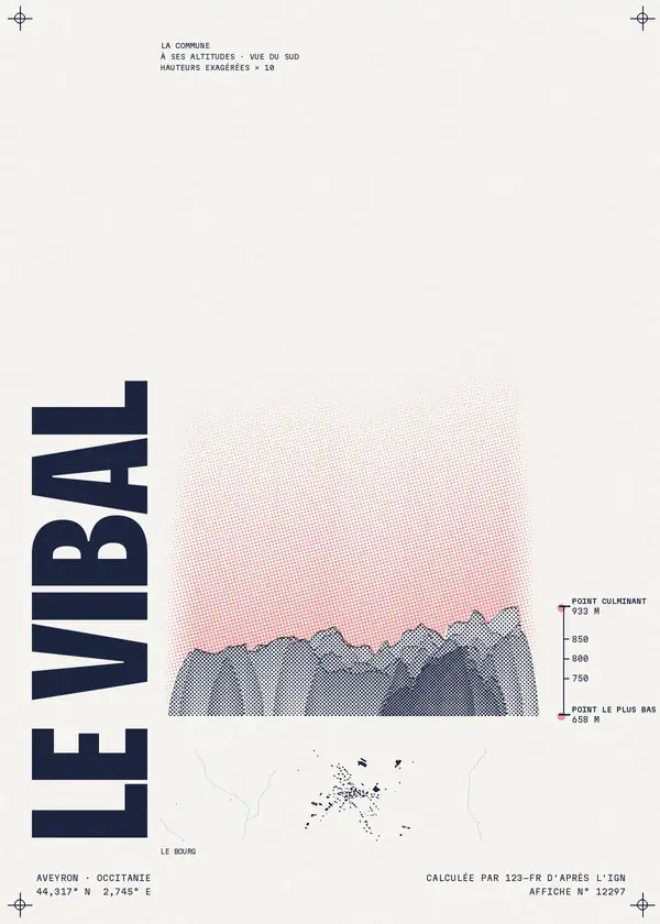 Affiche de Le Vibal, calculée par 123-fr d'après l'IGN