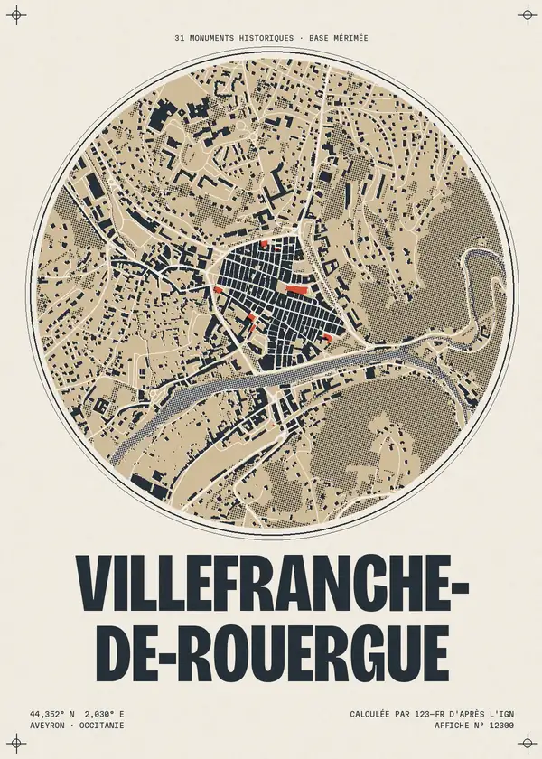Affiche de Villefranche-de-Rouergue, calculée par 123-fr d'après l'IGN