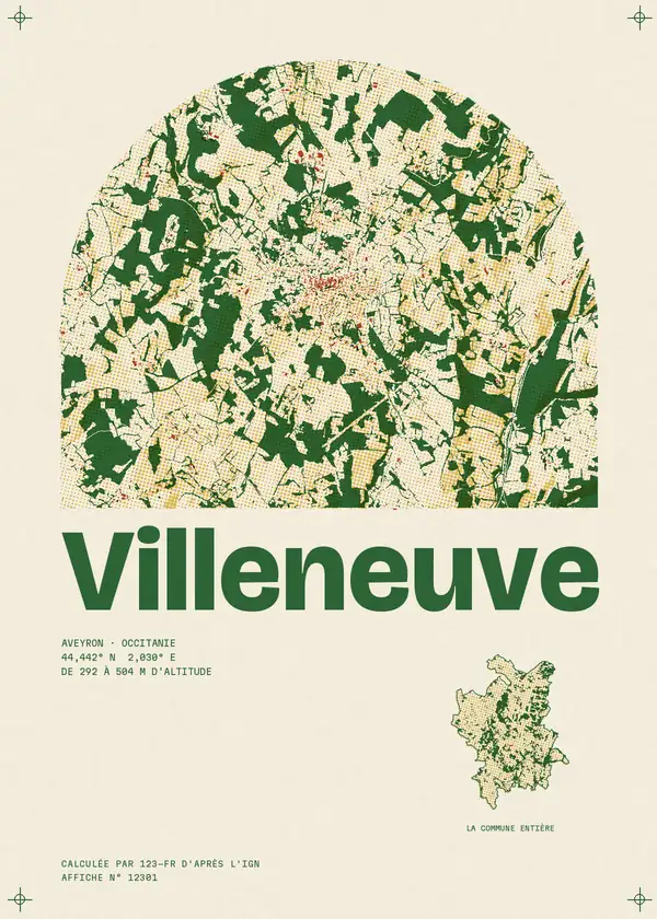 Affiche de Villeneuve, calculée par 123-fr d'après l'IGN