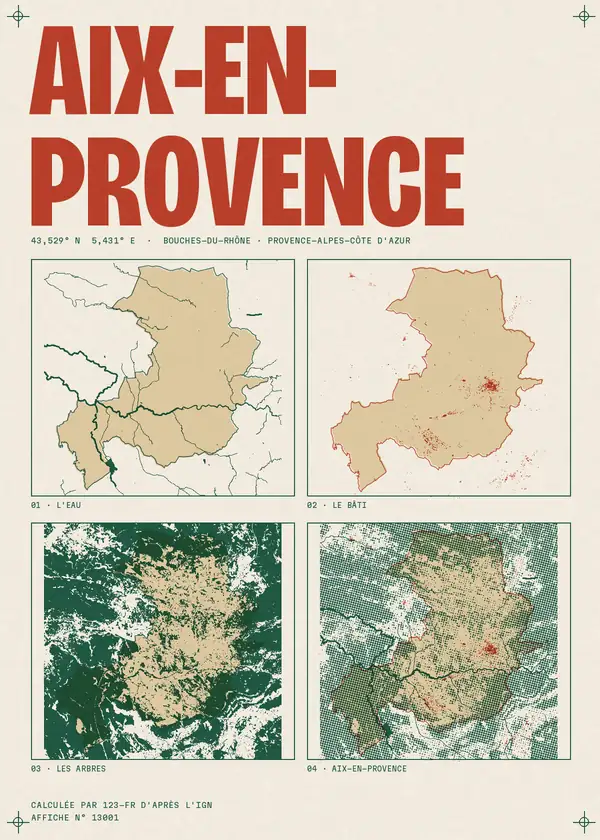 Affiche de Aix-en-Provence, calculée par 123-fr d'après l'IGN