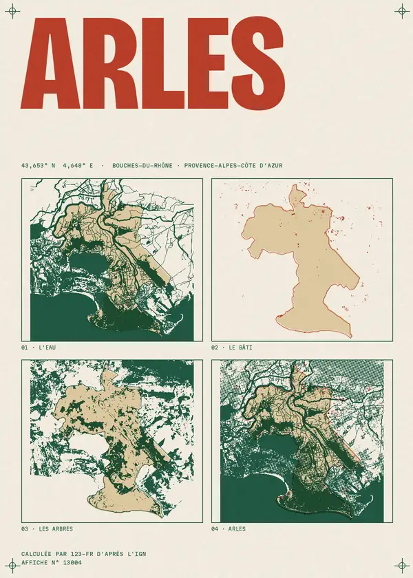 Affiche de Arles, calculée par 123-fr d'après l'IGN