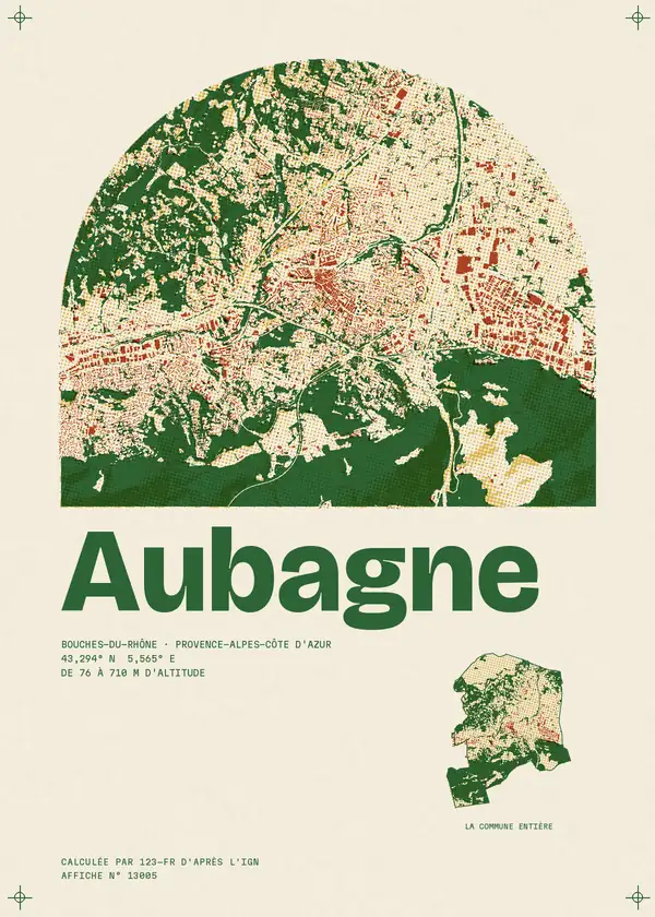 Affiche de Aubagne, calculée par 123-fr d'après l'IGN