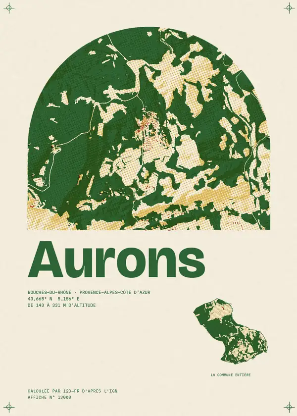 Affiche de Aurons, calculée par 123-fr d'après l'IGN