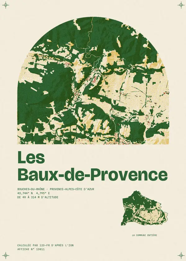 Affiche de Les Baux-de-Provence, calculée par 123-fr d'après l'IGN