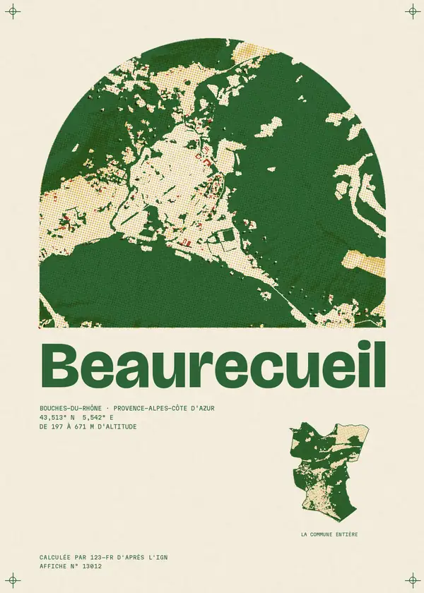 Affiche de Beaurecueil, calculée par 123-fr d'après l'IGN
