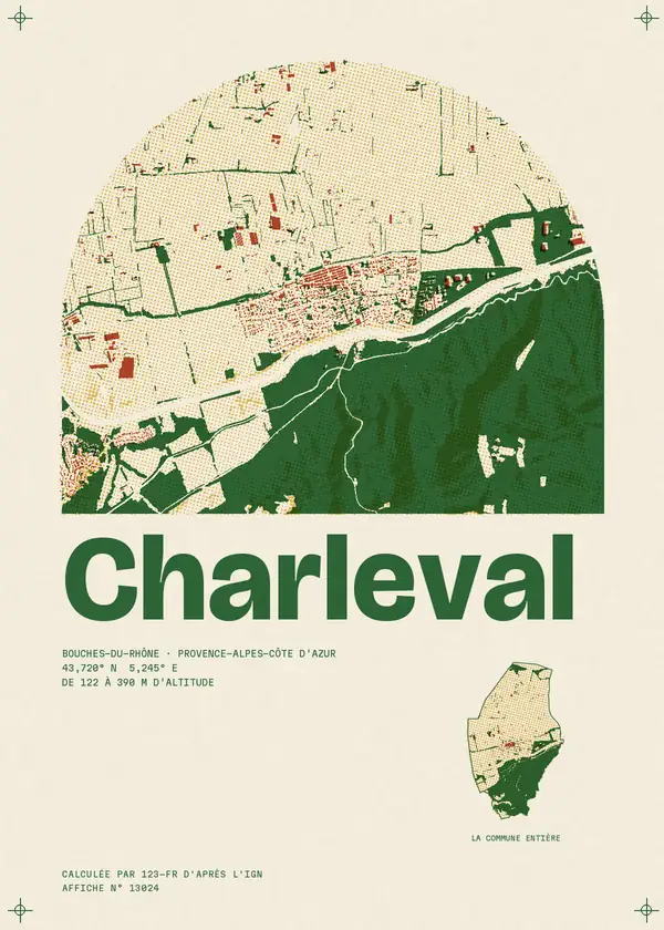 Affiche de Charleval, calculée par 123-fr d'après l'IGN
