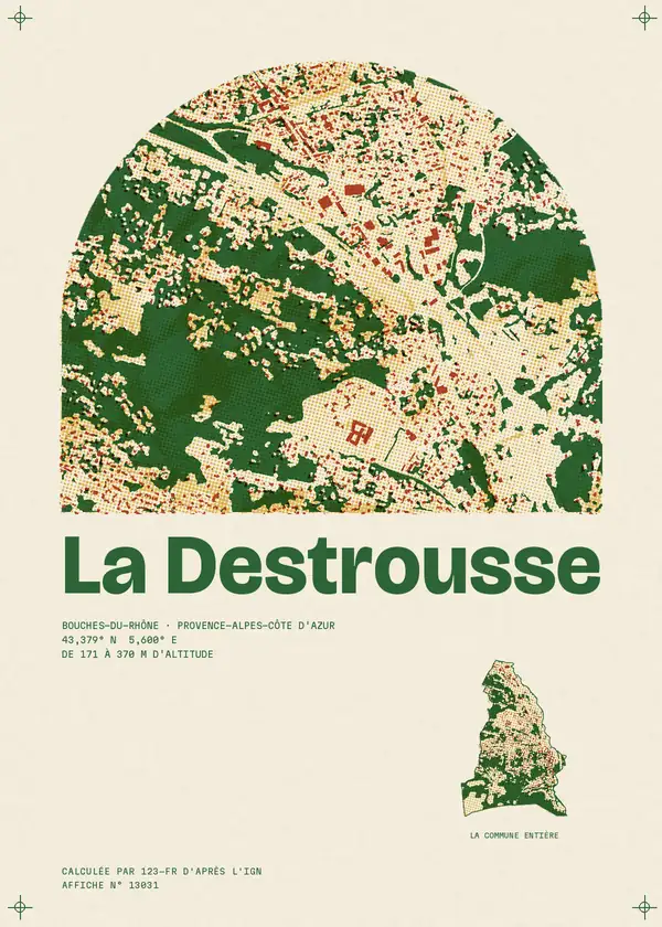 Affiche de La Destrousse, calculée par 123-fr d'après l'IGN