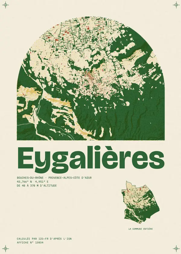 Affiche de Eygalières, calculée par 123-fr d'après l'IGN