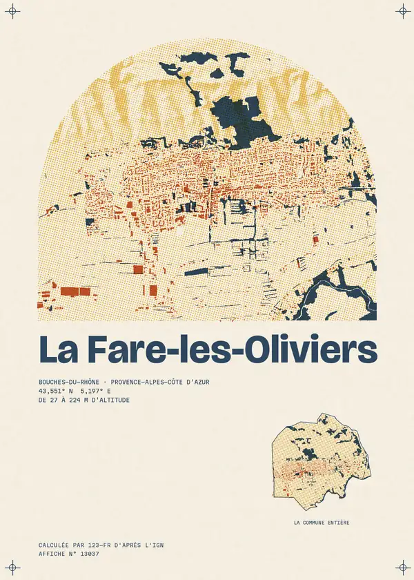 Affiche de La Fare-les-Oliviers, calculée par 123-fr d'après l'IGN