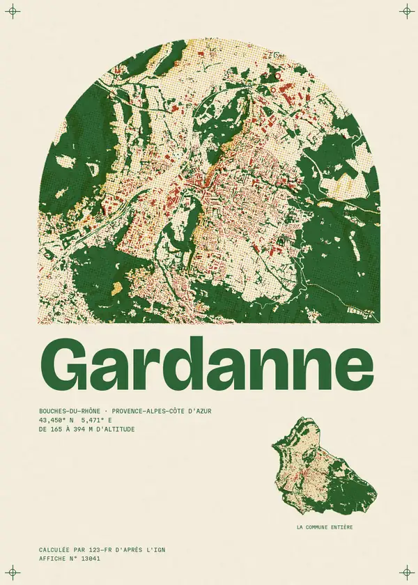Affiche de Gardanne, calculée par 123-fr d'après l'IGN