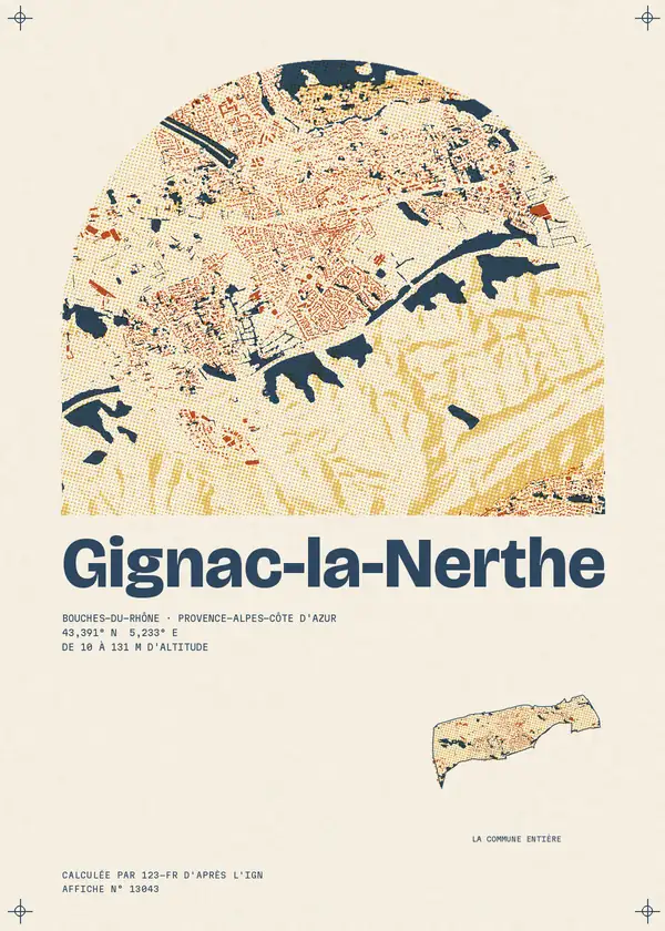 Affiche de Gignac-la-Nerthe, calculée par 123-fr d'après l'IGN