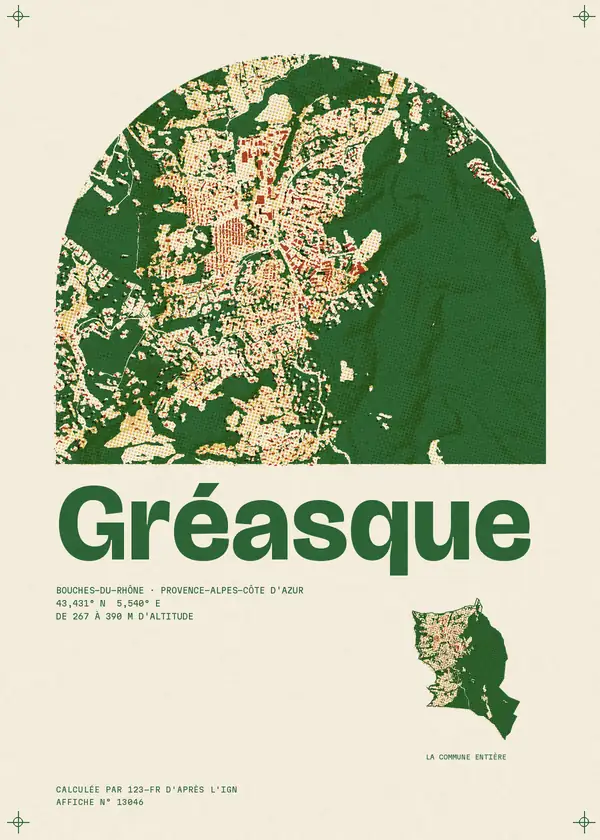 Affiche de Gréasque, calculée par 123-fr d'après l'IGN