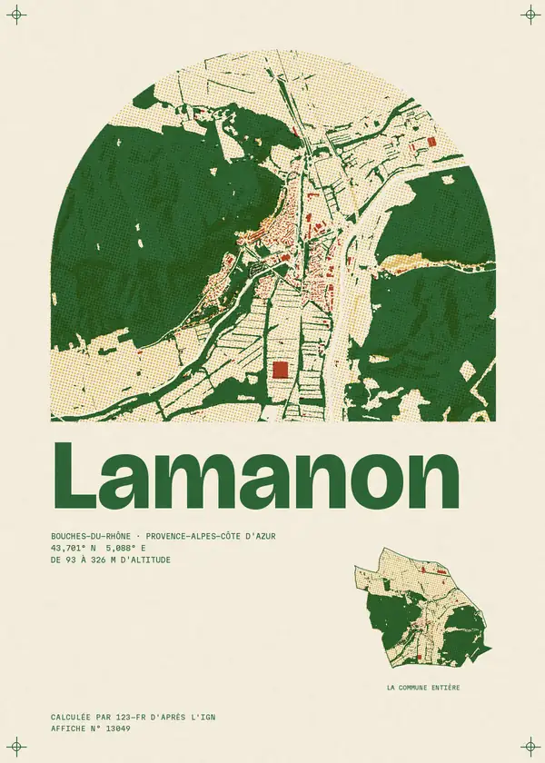 Affiche de Lamanon, calculée par 123-fr d'après l'IGN