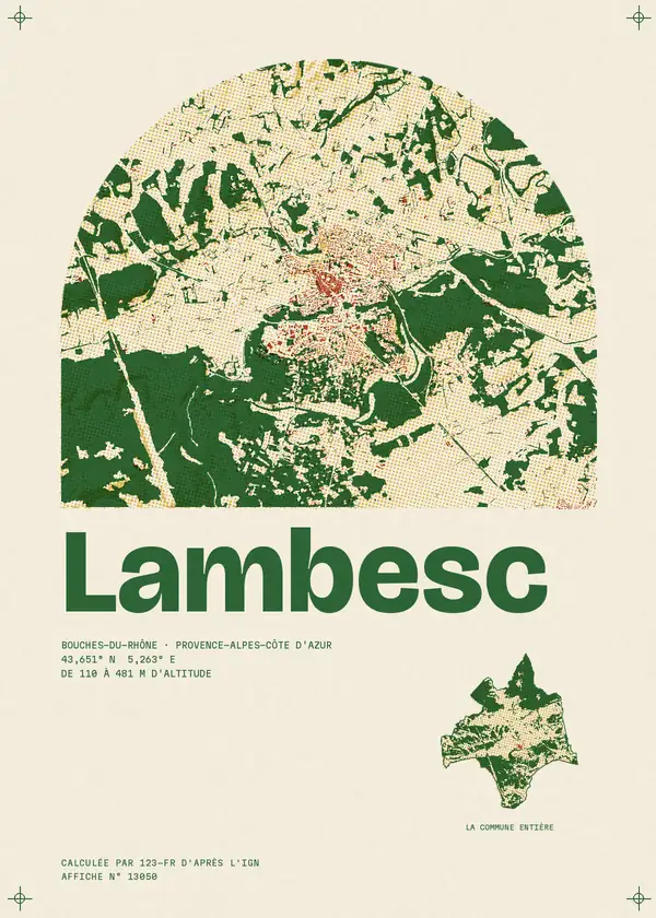 Affiche de Lambesc, calculée par 123-fr d'après l'IGN