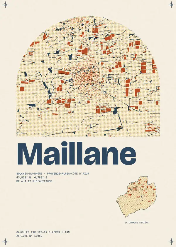 Affiche de Maillane, calculée par 123-fr d'après l'IGN