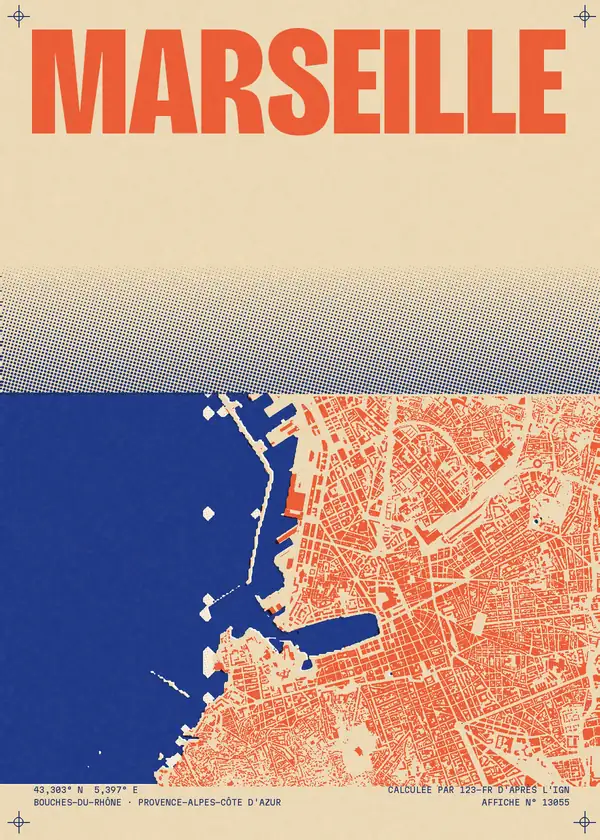 Affiche de Marseille, calculée par 123-fr d'après l'IGN