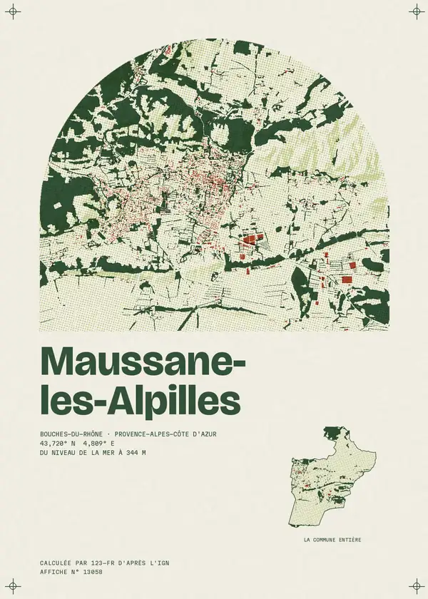 Affiche de Maussane-les-Alpilles, calculée par 123-fr d'après l'IGN