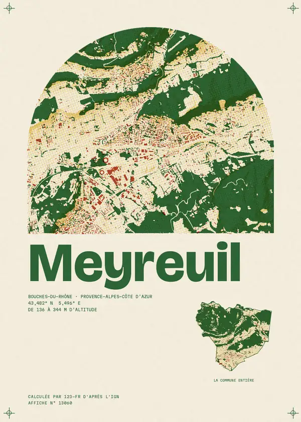Affiche de Meyreuil, calculée par 123-fr d'après l'IGN