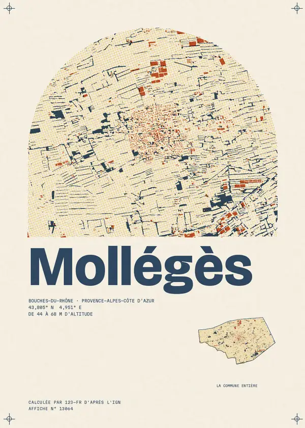 Affiche de Mollégès, calculée par 123-fr d'après l'IGN