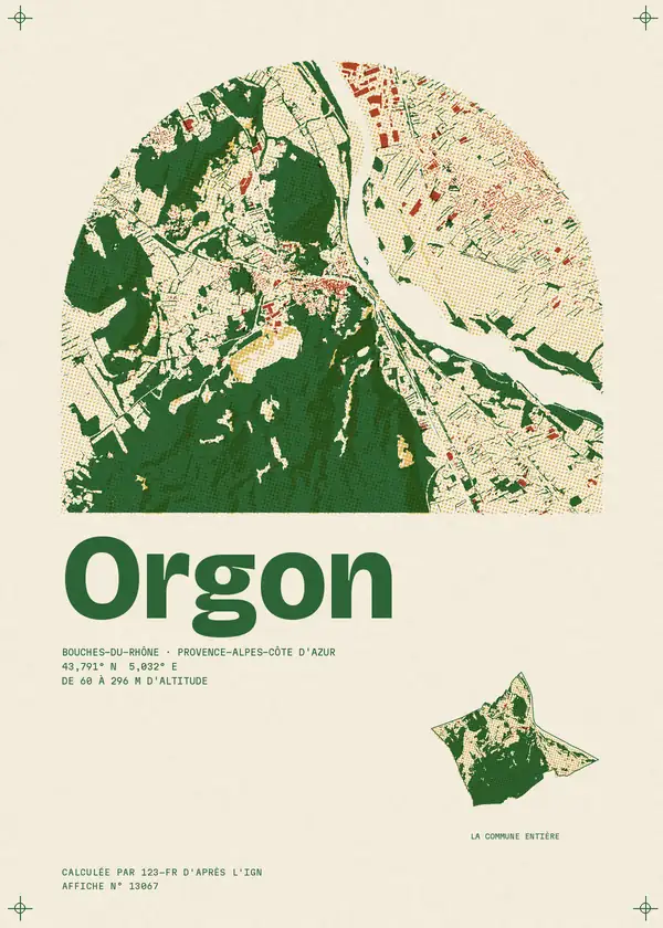 Affiche de Orgon, calculée par 123-fr d'après l'IGN