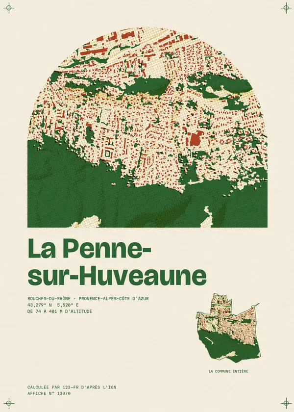 Affiche de La Penne-sur-Huveaune, calculée par 123-fr d'après l'IGN