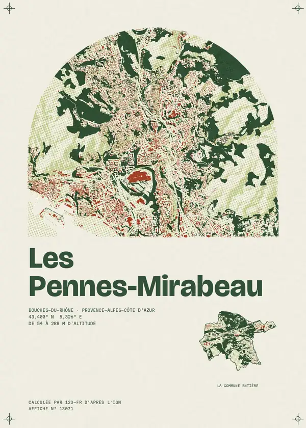 Affiche de Les Pennes-Mirabeau, calculée par 123-fr d'après l'IGN