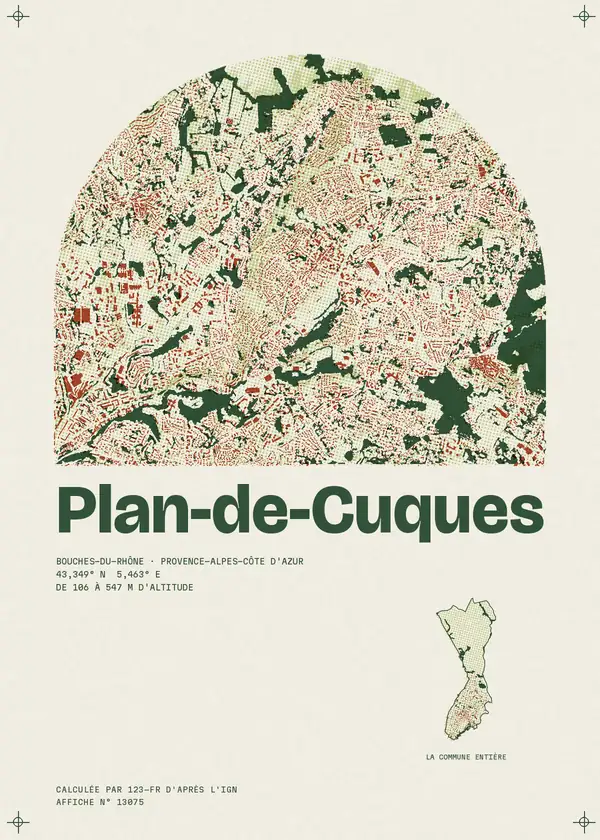 Affiche de Plan-de-Cuques, calculée par 123-fr d'après l'IGN