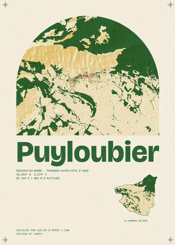 Affiche de Puyloubier, calculée par 123-fr d'après l'IGN