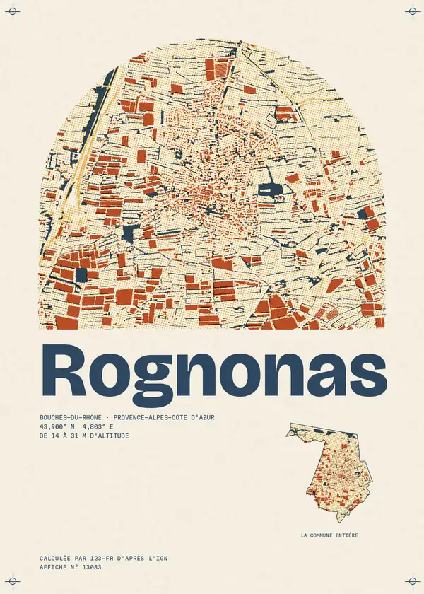 Affiche de Rognonas, calculée par 123-fr d'après l'IGN