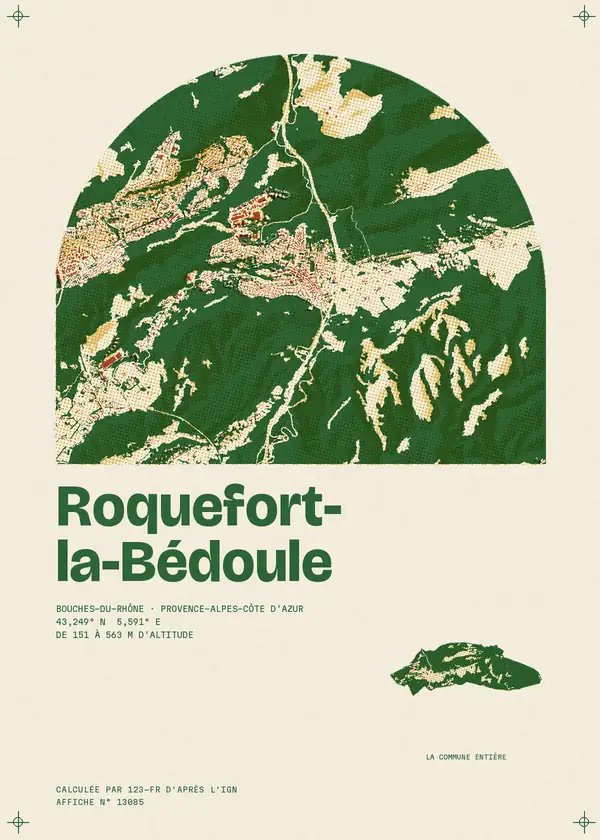 Affiche de Roquefort-la-Bédoule, calculée par 123-fr d'après l'IGN