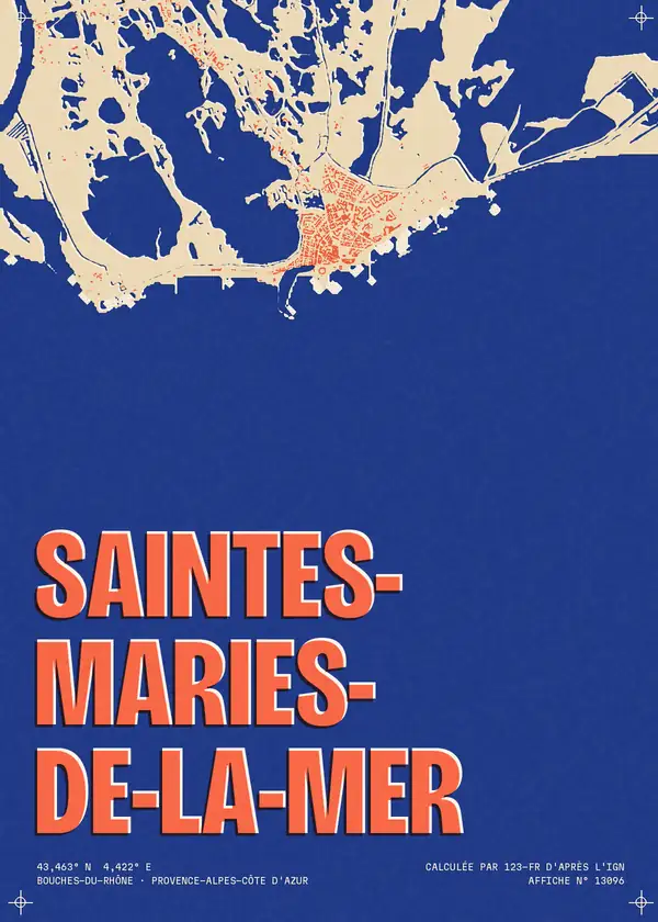 Affiche de Saintes-Maries-de-la-Mer, calculée par 123-fr d'après l'IGN