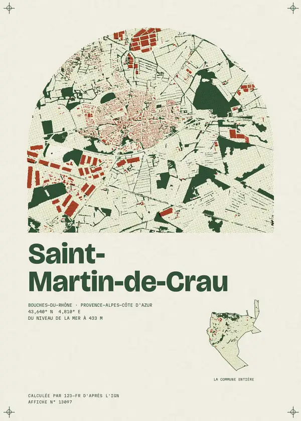 Affiche de Saint-Martin-de-Crau, calculée par 123-fr d'après l'IGN