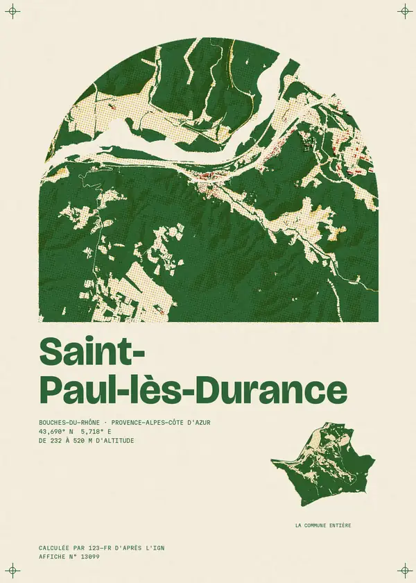 Affiche de Saint-Paul-lès-Durance, calculée par 123-fr d'après l'IGN