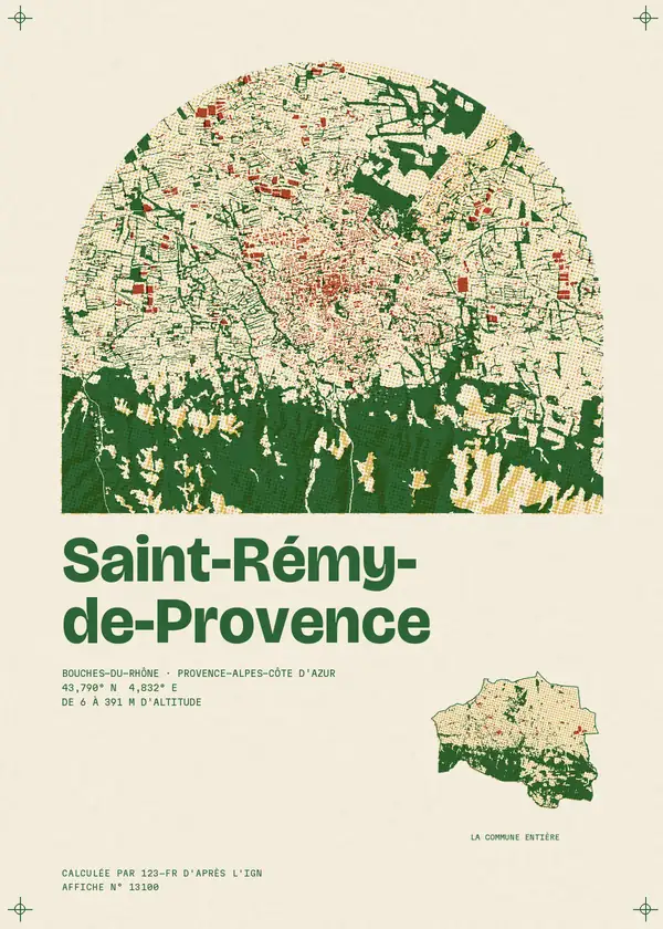 Affiche de Saint-Rémy-de-Provence, calculée par 123-fr d'après l'IGN