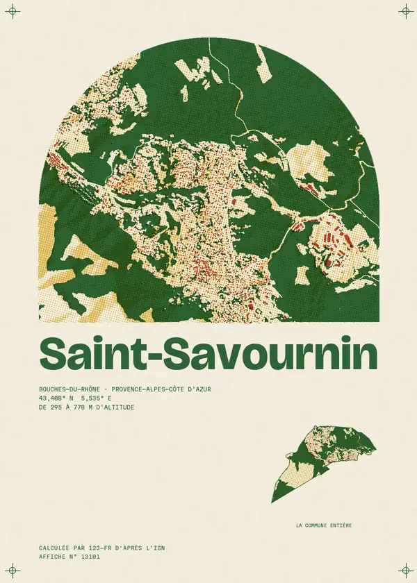 Affiche de Saint-Savournin, calculée par 123-fr d'après l'IGN