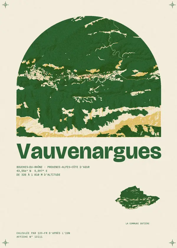 Affiche de Vauvenargues, calculée par 123-fr d'après l'IGN