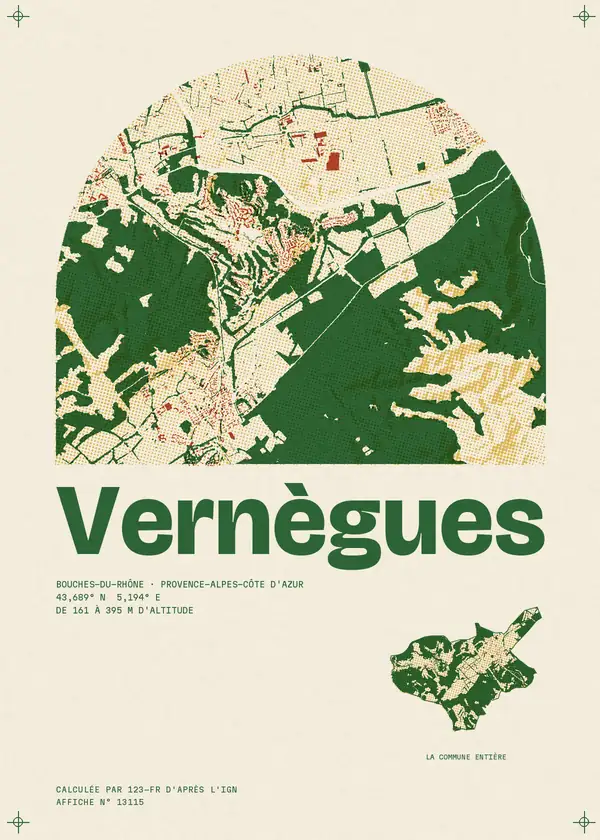 Affiche de Vernègues, calculée par 123-fr d'après l'IGN